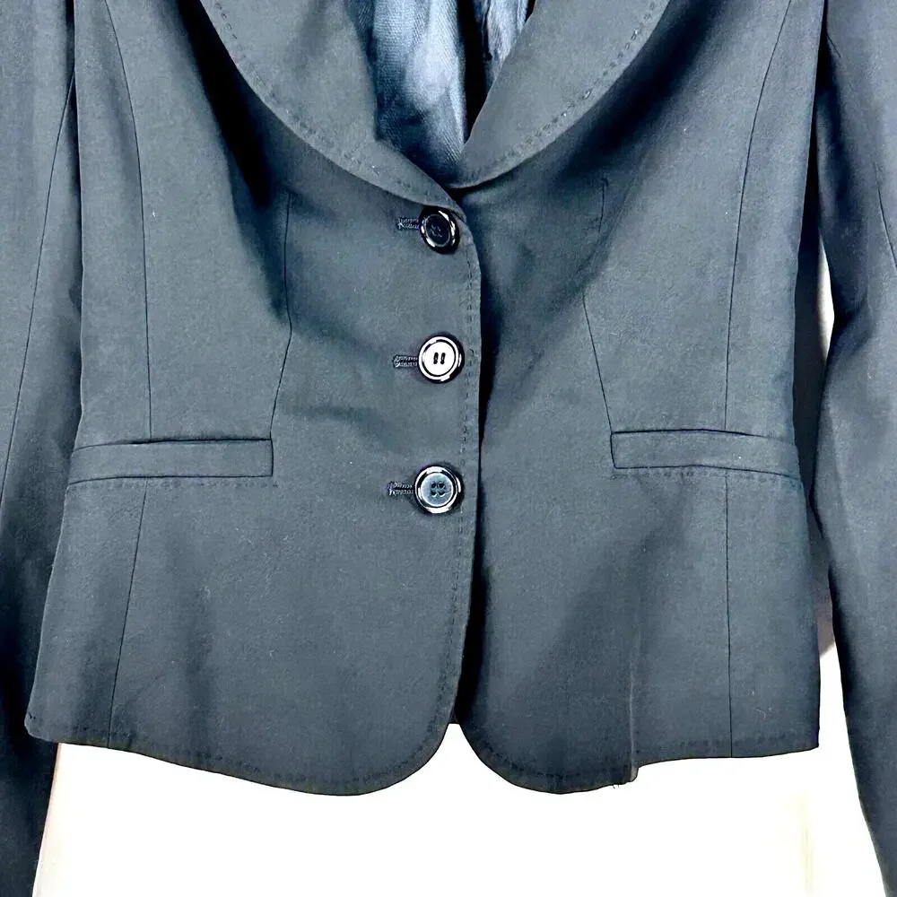 The Limited Jacket Womens 0 Black 3 Button Long Sleeve Single Breasted Blazer - Picture 3 of 11